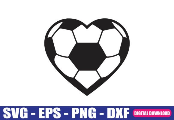 Heart Shape Soccer Ball Silhouette SVG in Crafts & Graphics