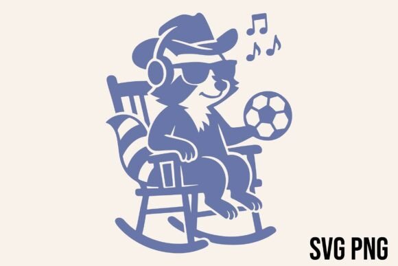 Raccoon Relaxing with Music Soccer SVG: Graphics & Illustrations
