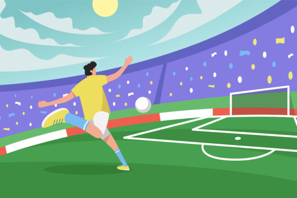 Soccer Player Kicks the Ball: A Premier Graphic for Dynamic Content